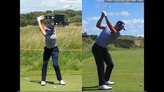 Justin Thomas golf swing  Long Iron faceon amp downtheline July 2017 [upl. by Buatti]