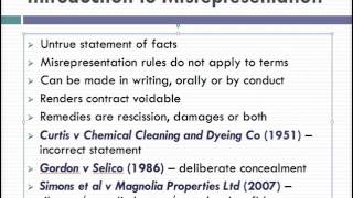 Misrepresentation Lecture 1 of 4 [upl. by Lleynad355]